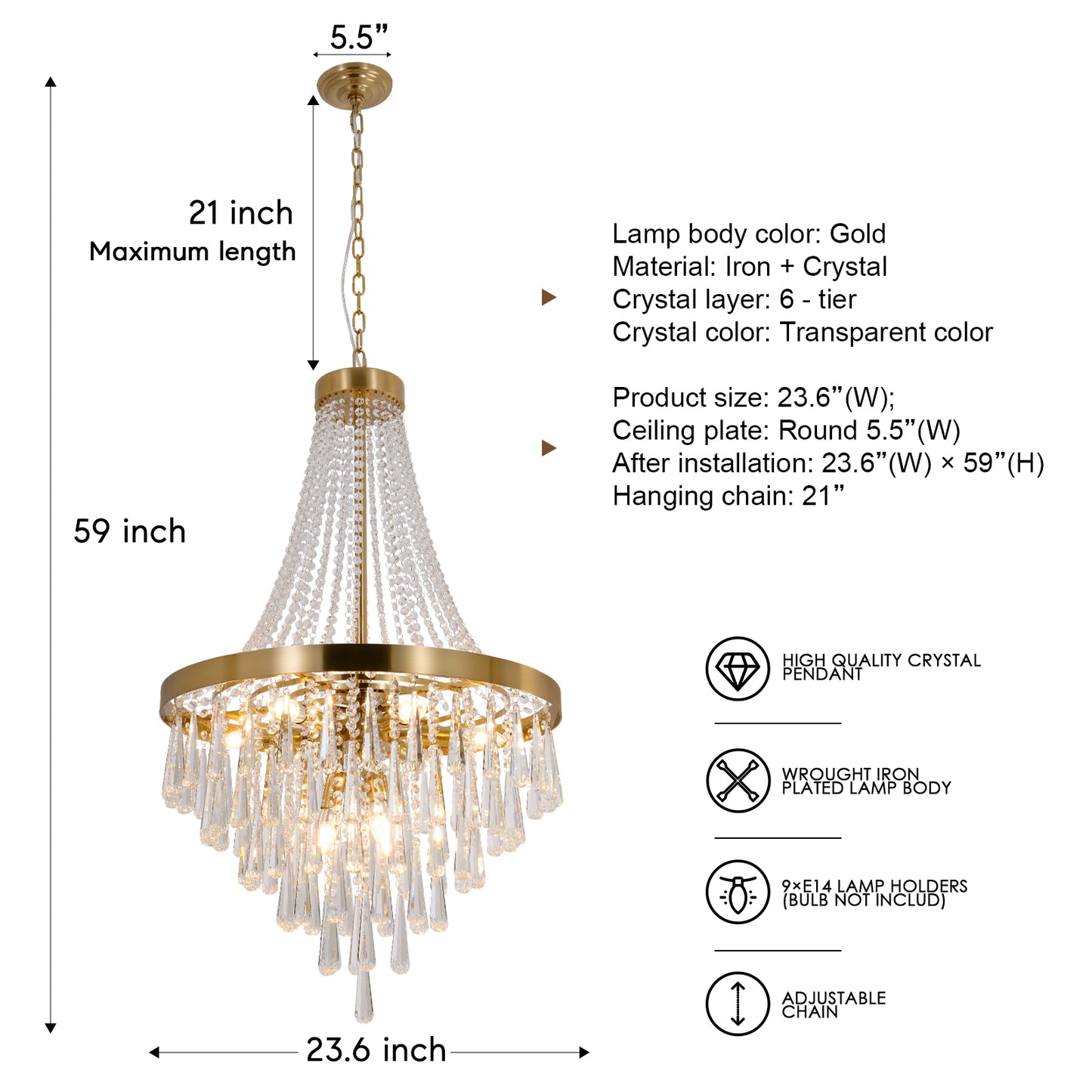 Luxury Crystal Chandelier for Villa Staircase DS-SQ26