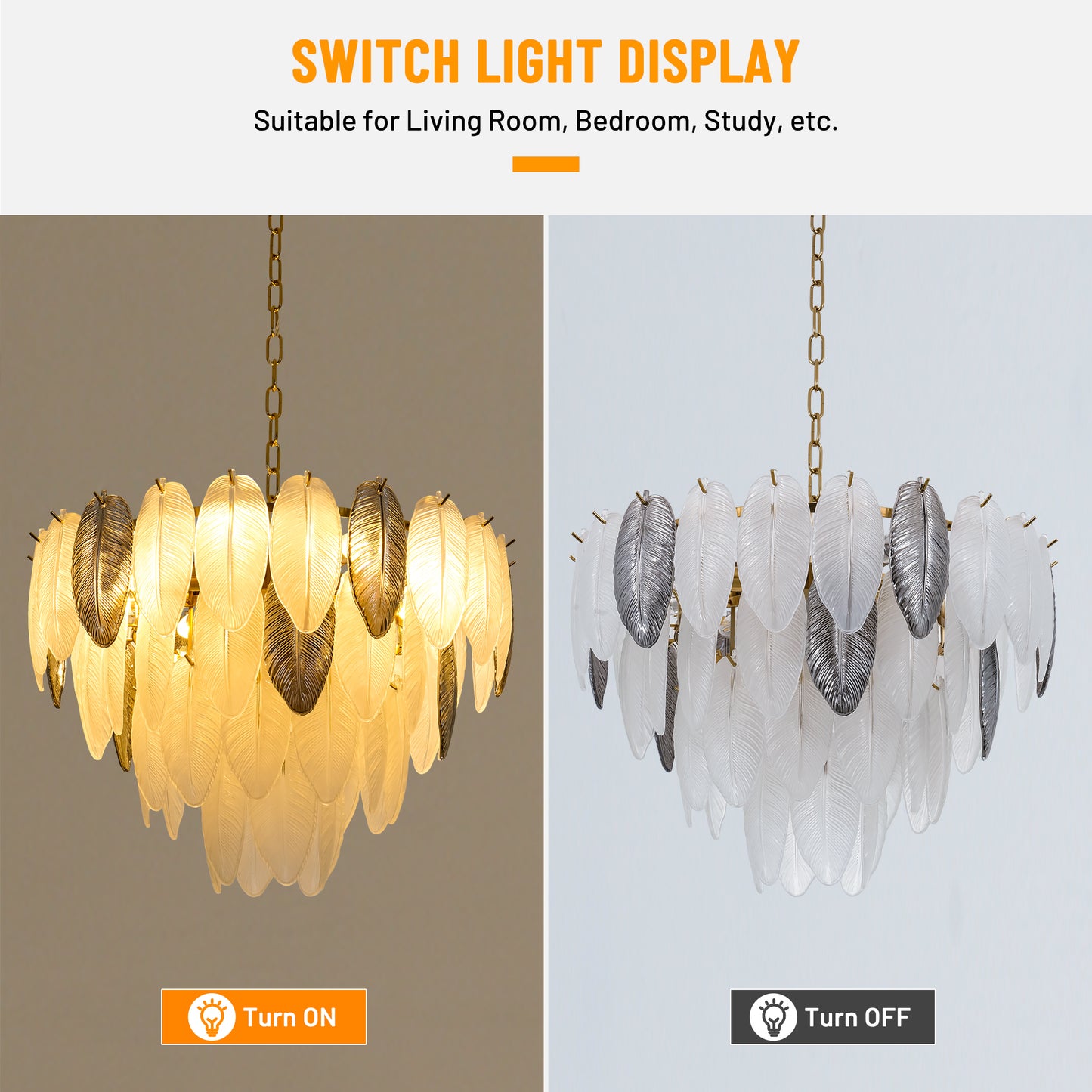 Gold Feather Elegant Crystal Chandelier DS-SQ27