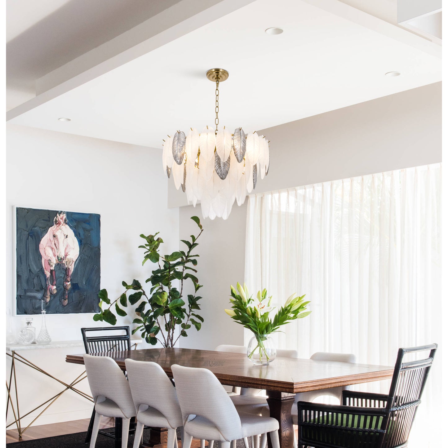 Gold Feather Elegant Crystal Chandelier DS-SQ27