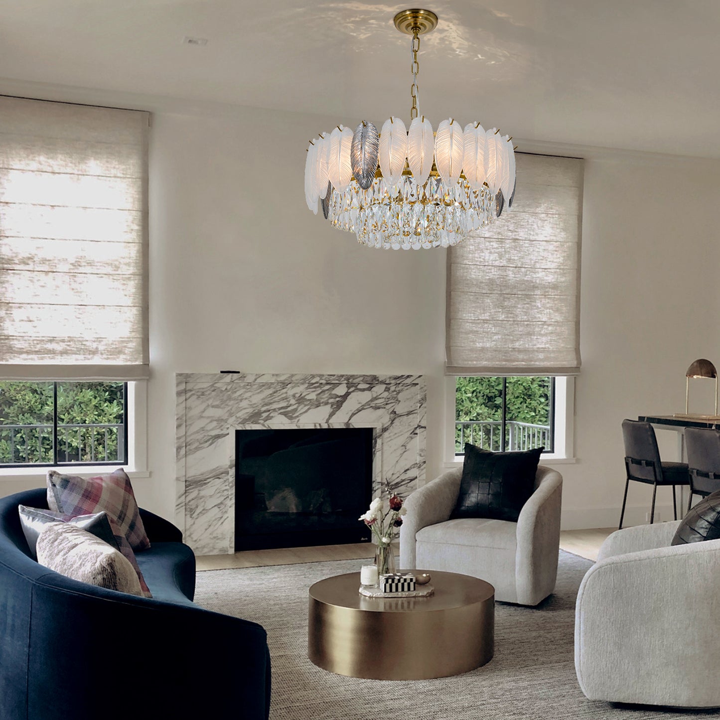 Feather Elegant Adjustable Crystal Chandelier DS-SQ28