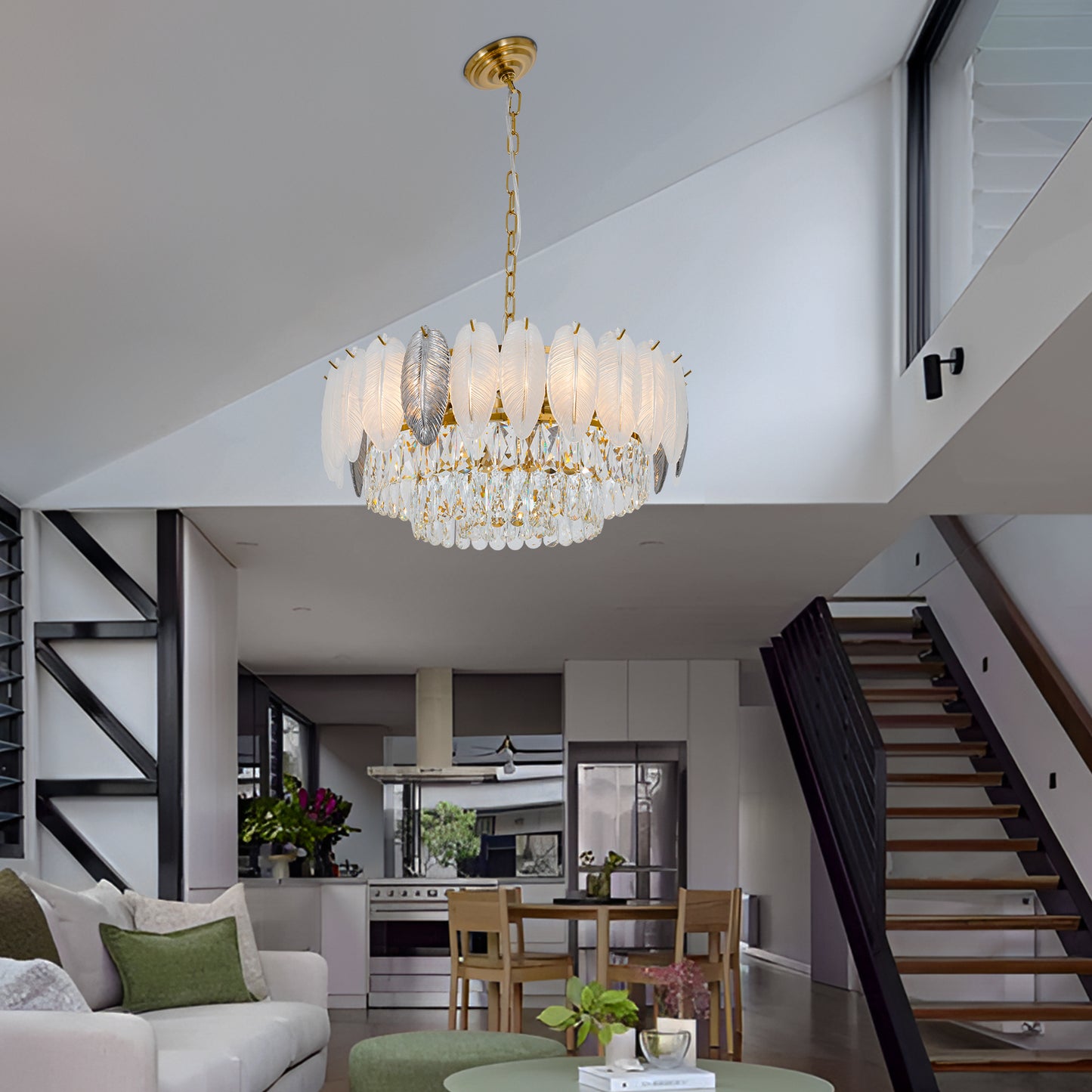 Feather Elegant Adjustable Crystal Chandelier DS-SQ28