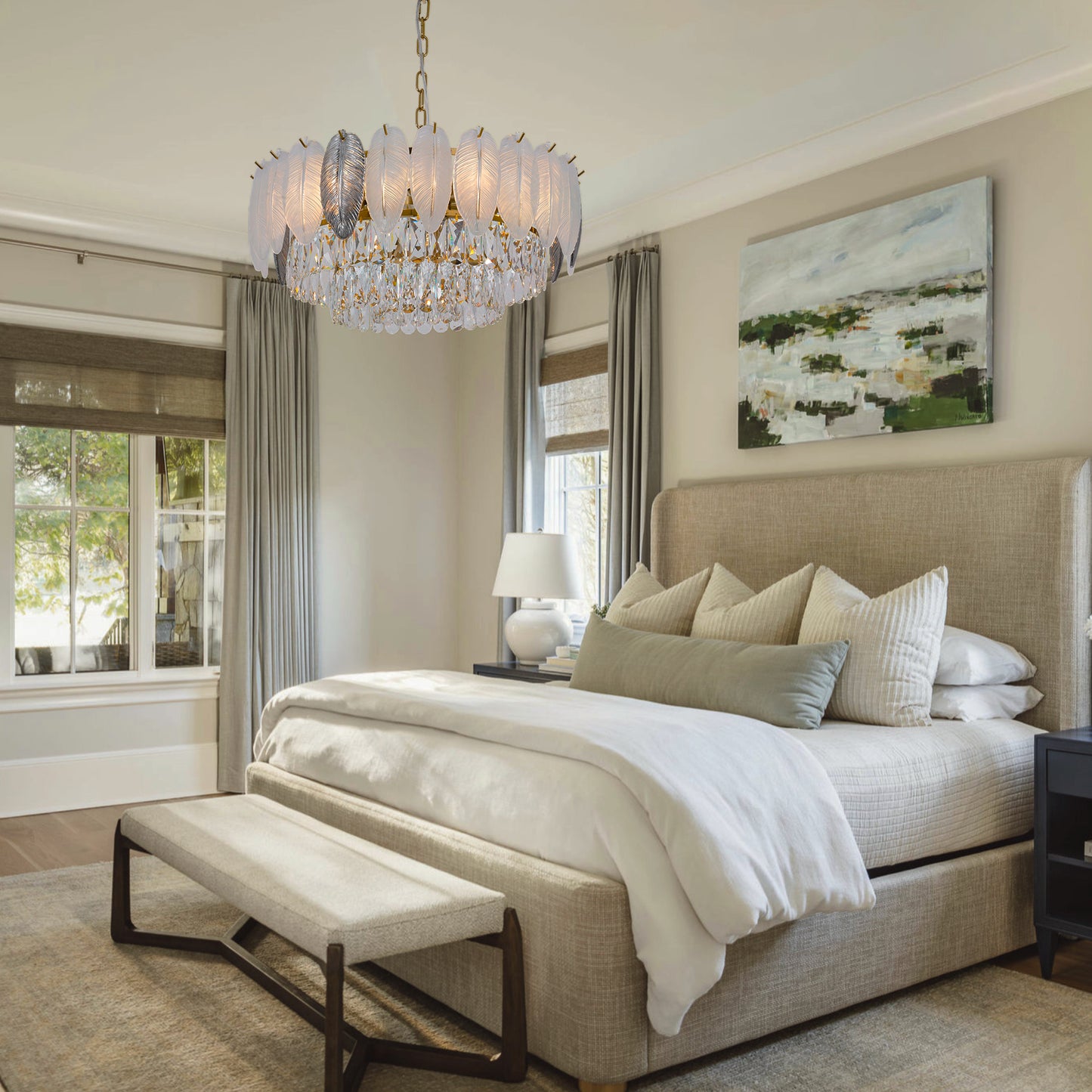 Feather Elegant Adjustable Crystal Chandelier DS-SQ28