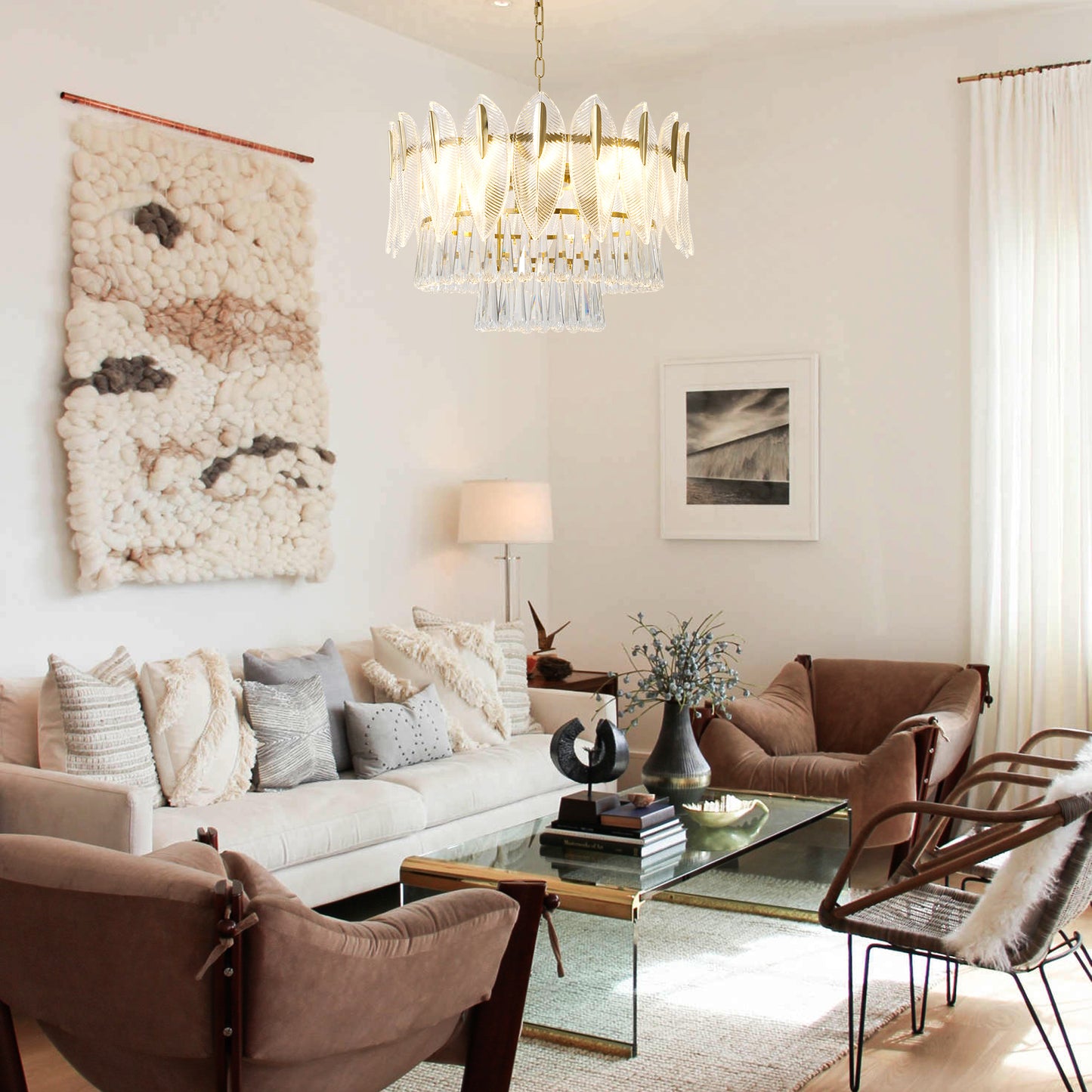 Elegant Feather Crystal Chandelier DS-SQ23