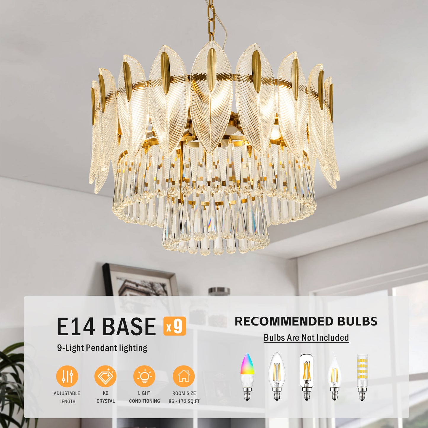 Elegant Feather Crystal Chandelier DS-SQ23