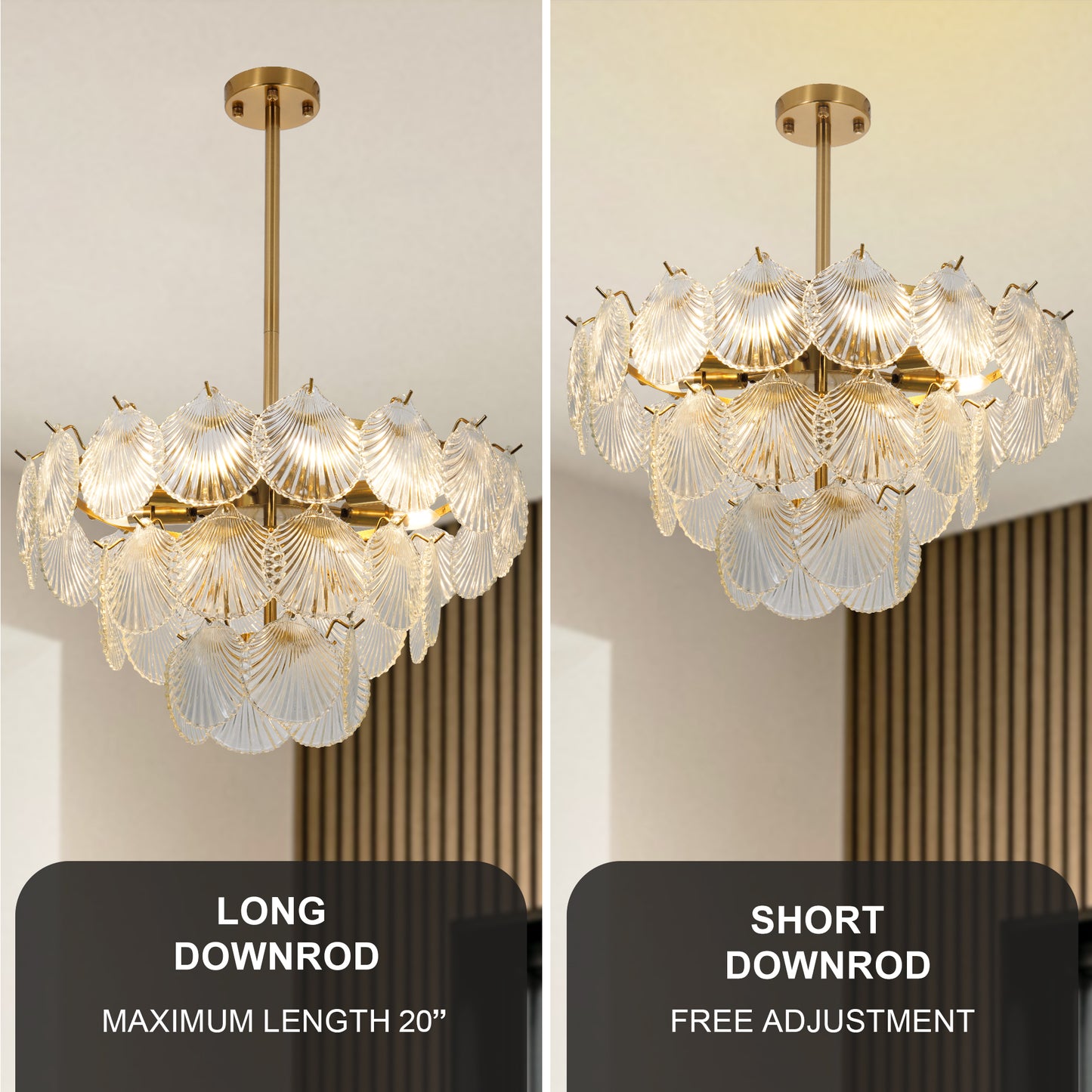 3-Layer Shell Glass Chandelier Light DS-SQ31
