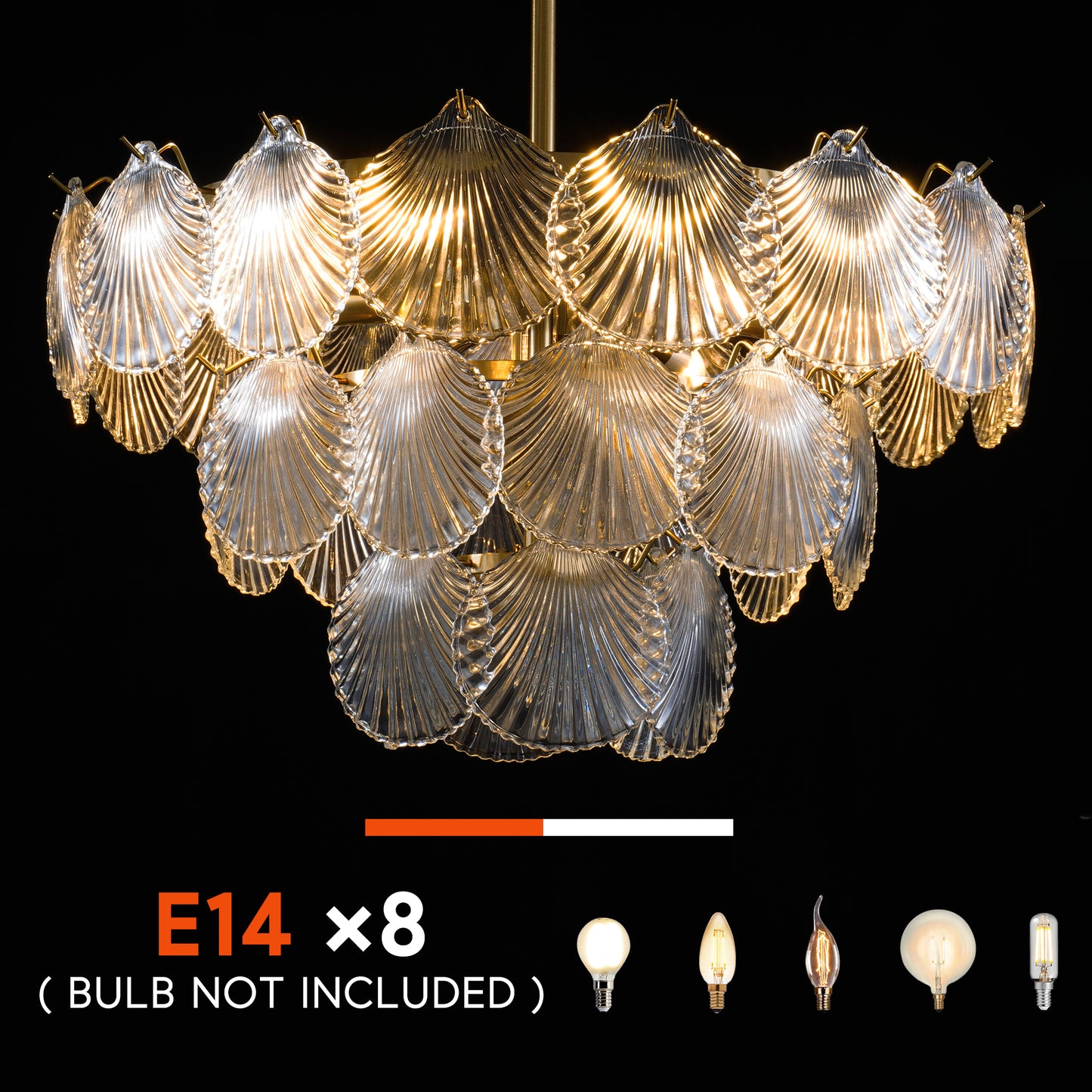 3-Layer Shell Glass Chandelier Light DS-SQ31