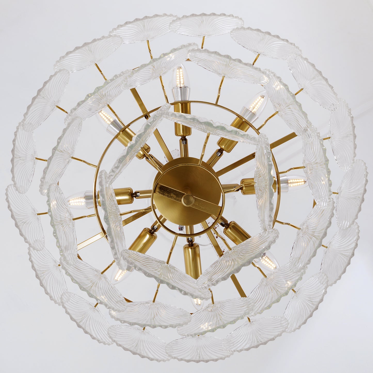 3-Layer Shell Glass Chandelier Light DS-SQ31