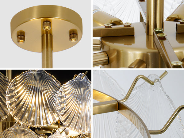 3-Layer Shell Glass Chandelier Light DS-SQ31