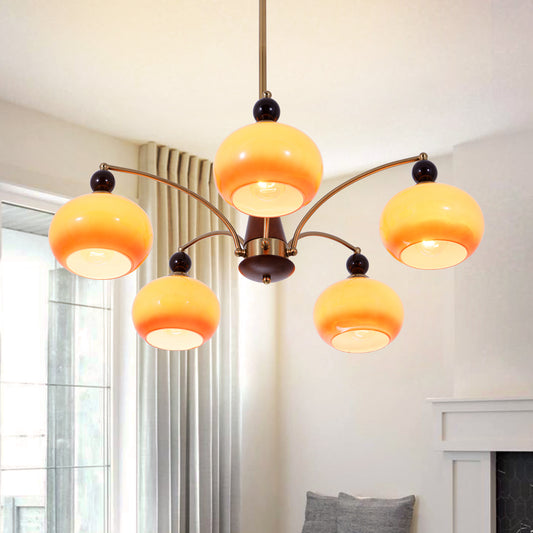 Modern Simple Style Enclosed Light Chandelier with 5 Lights, Downward Direction on Suspension Rod and Adjustable Hanging Rod, 110V-120V DS-SQ35