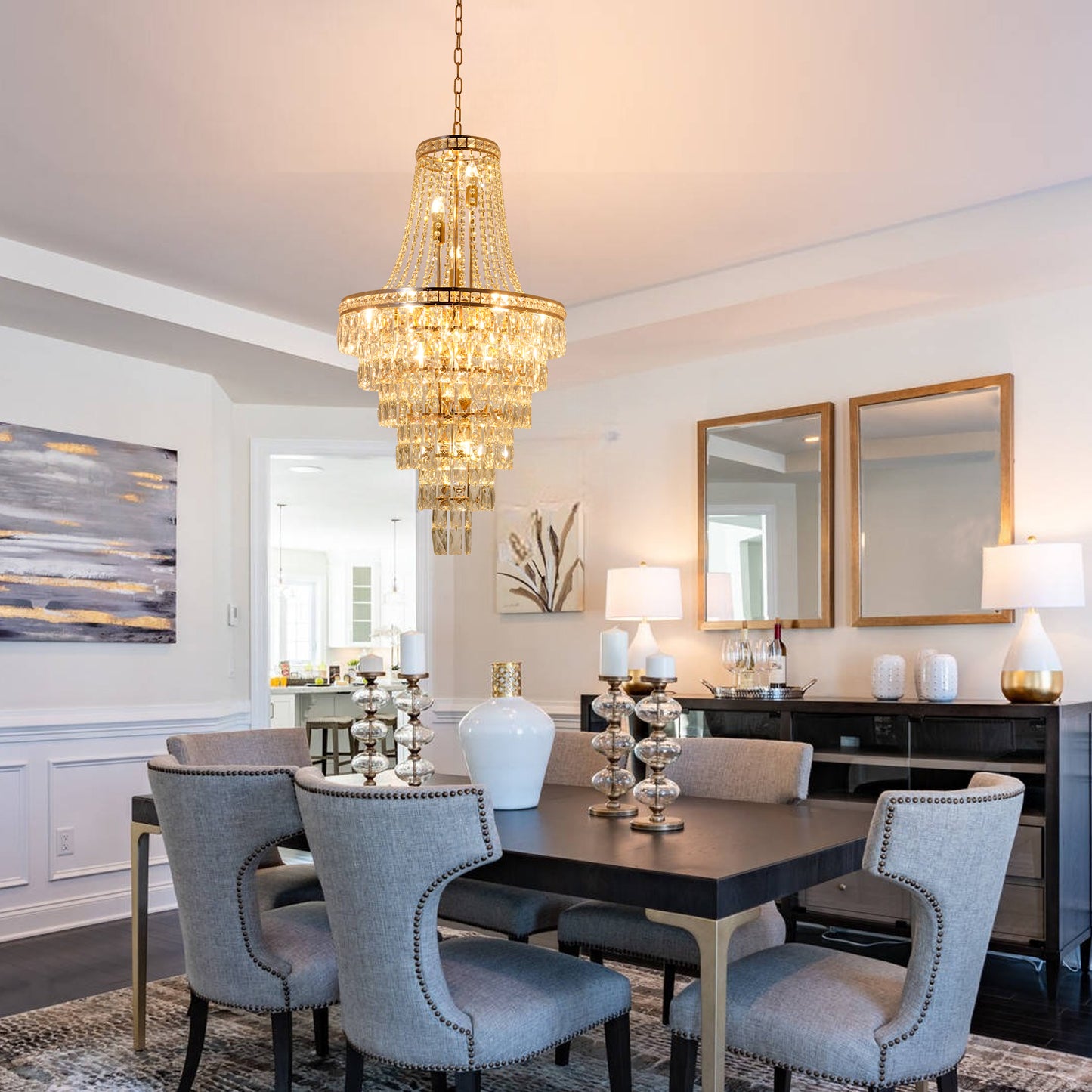 French Empire Gold Crystal Chandelier DS-SW07