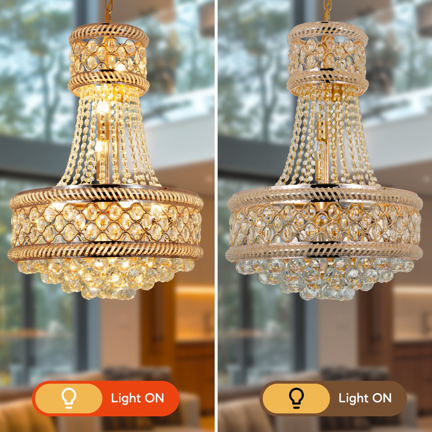 19" Gold Crystal Raindrop Pendant Light DS-SW09
