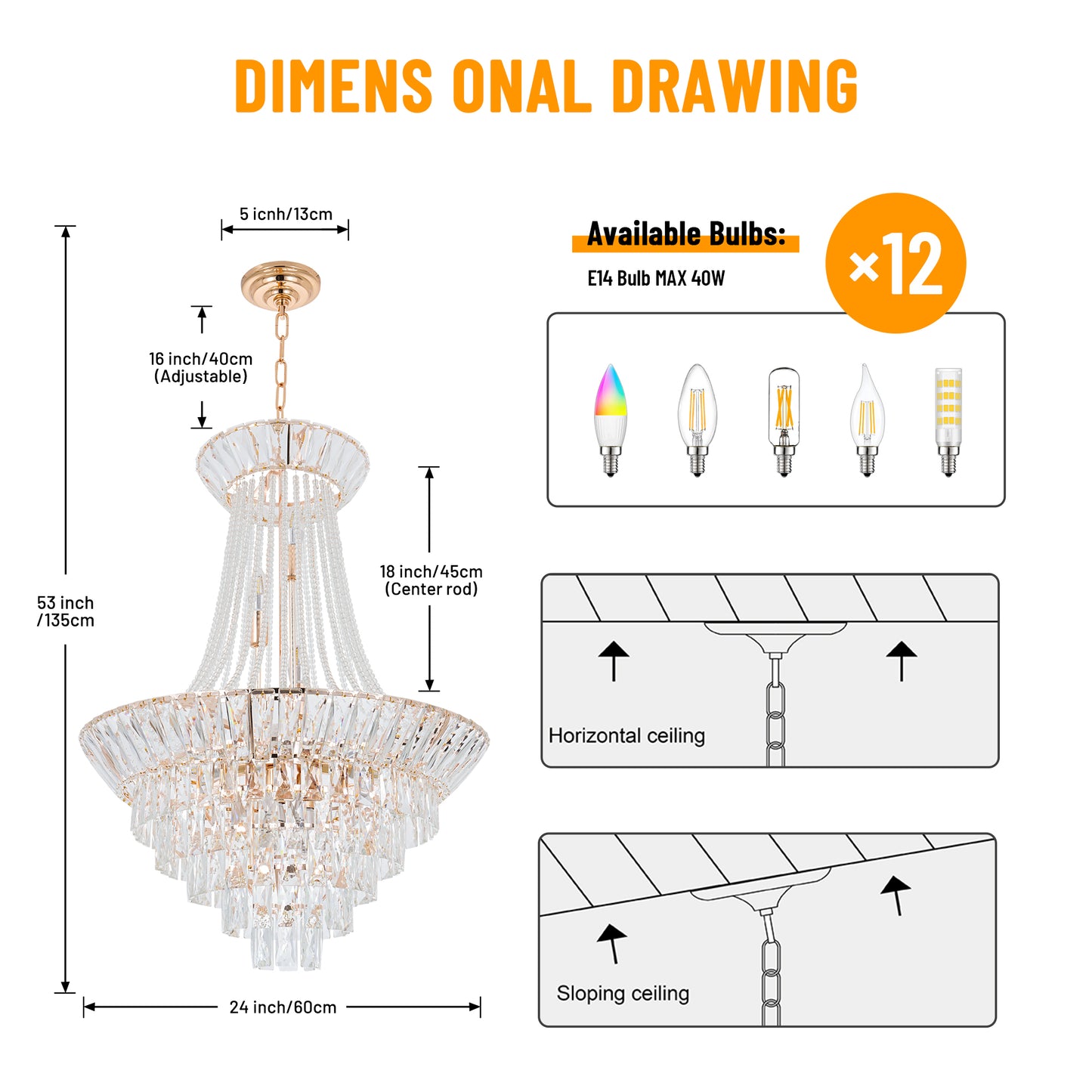 12-Light Gold French Empire Chandelier DS-SW10