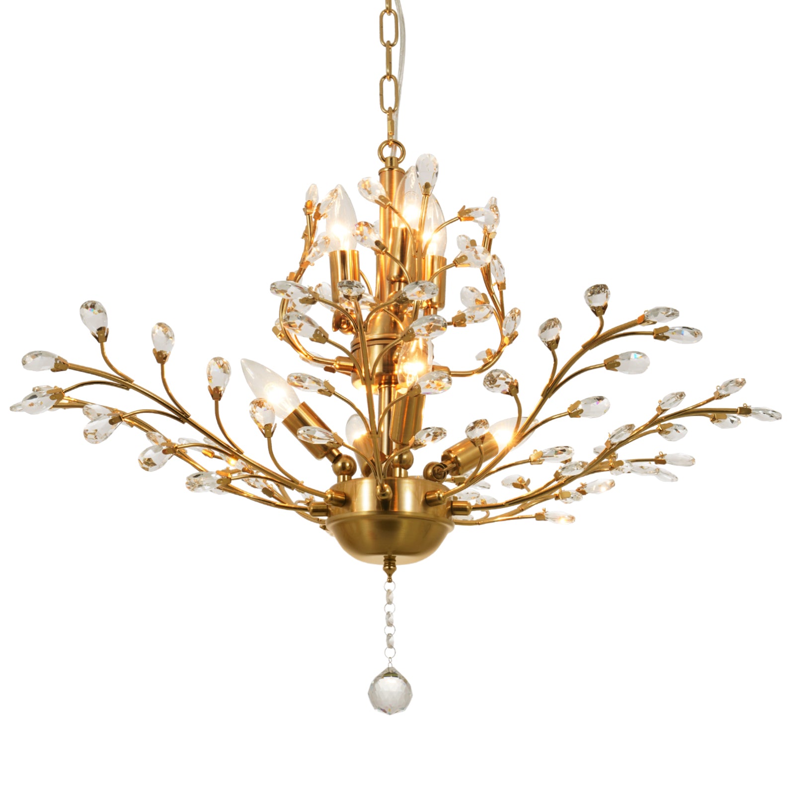 Leaf Flower Shaped Crystal Chandelier Gold DS-SY58