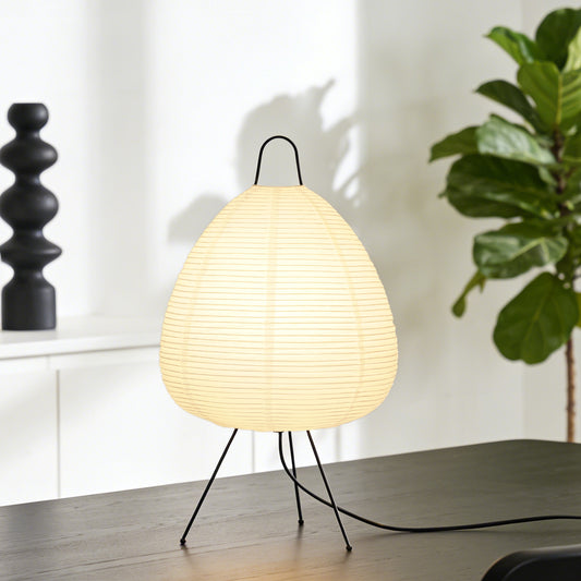 Wabi-Sabi Rice Paper Table Lamp | 3-Color Dimmable Tripod Desk Lamp