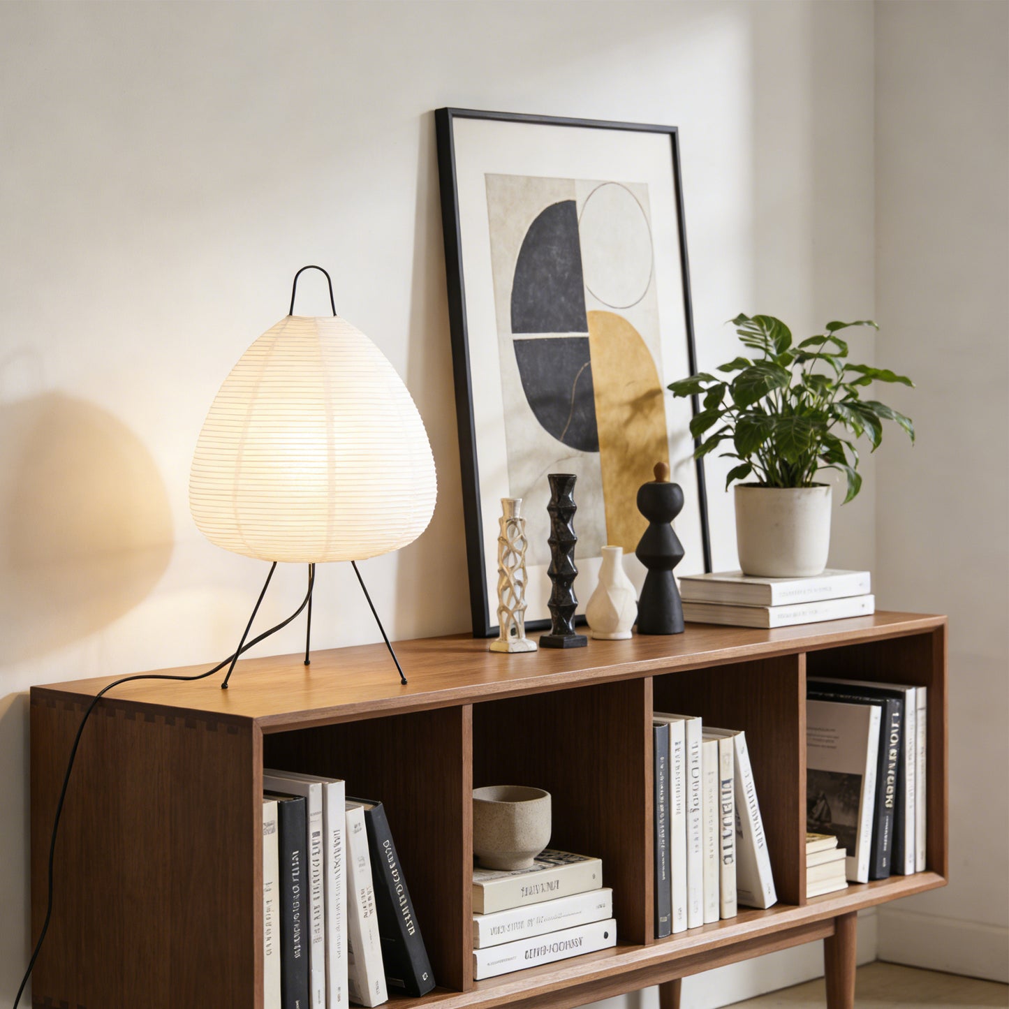Wabi-Sabi Rice Paper Table Lamp | 3-Color Dimmable Tripod Desk Lamp