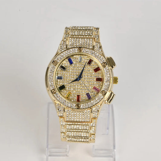 Male Luxury Stainless Steel Gold Wristwatches, Gold
