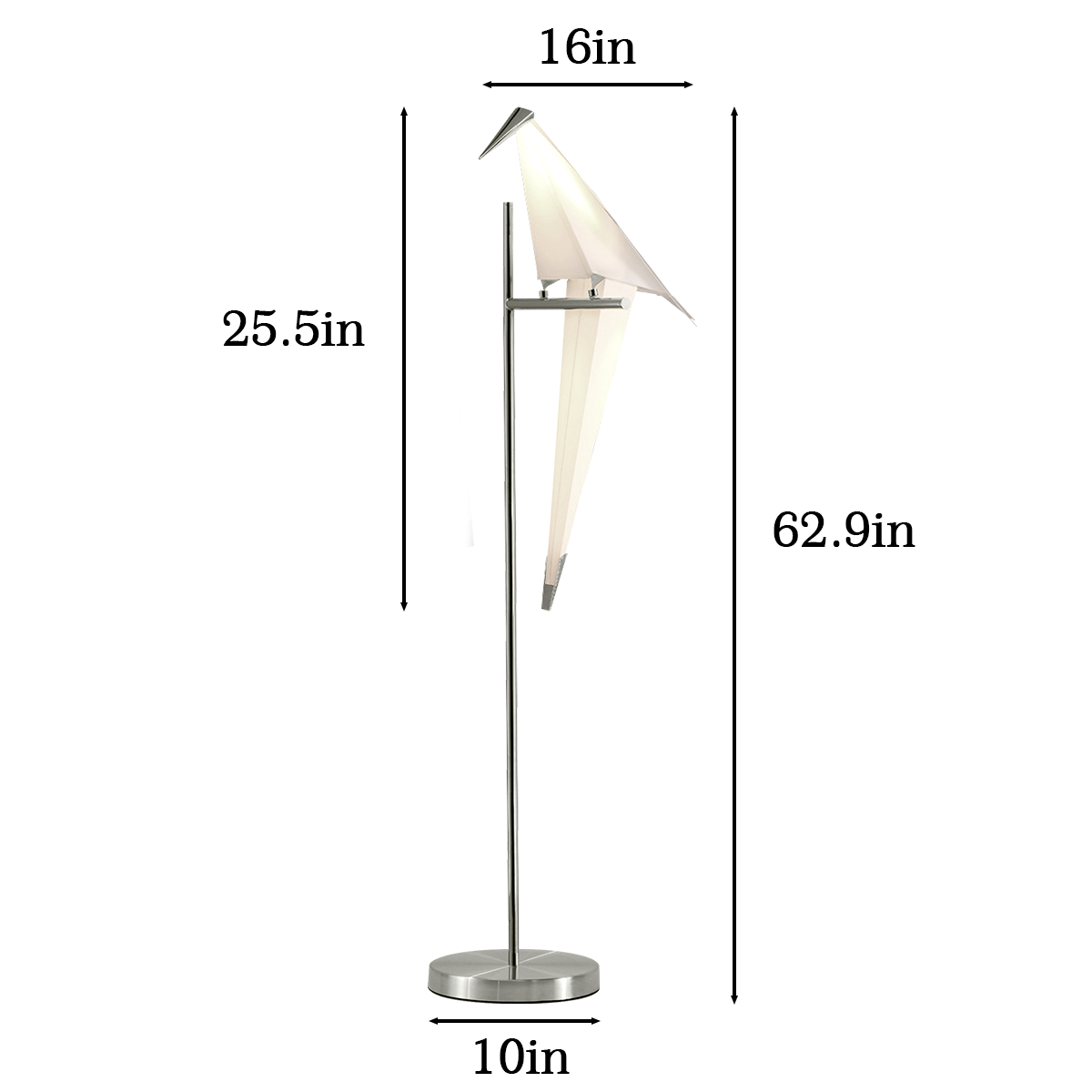 63"Thousand Origami Crane Floor Lamp Silver DS-SL65