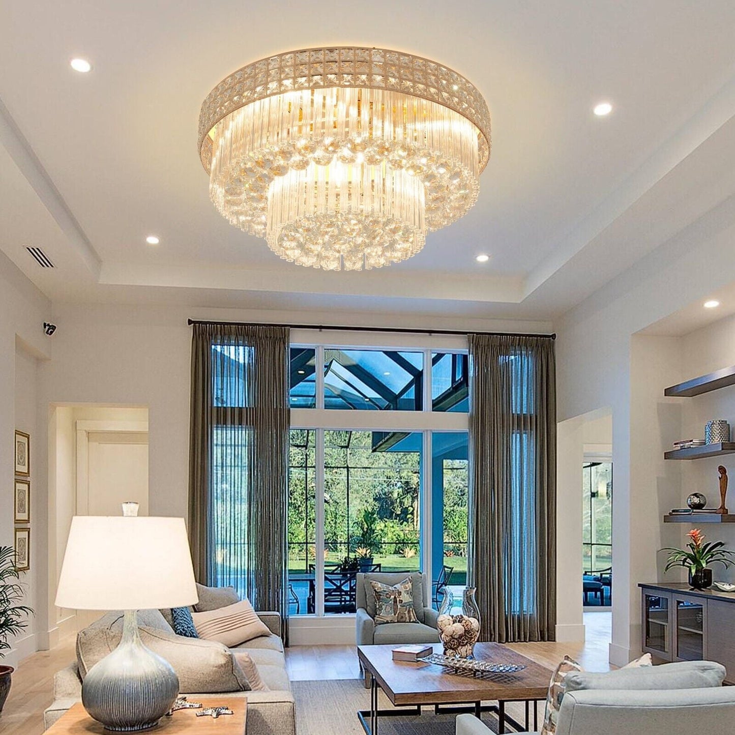 23.6" Modern Remote ControlledK9 Crystal Chandelier