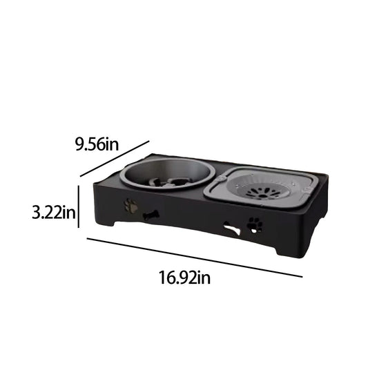 Pet Slow Feeding Bowl Adjustable Stand Non-Slip