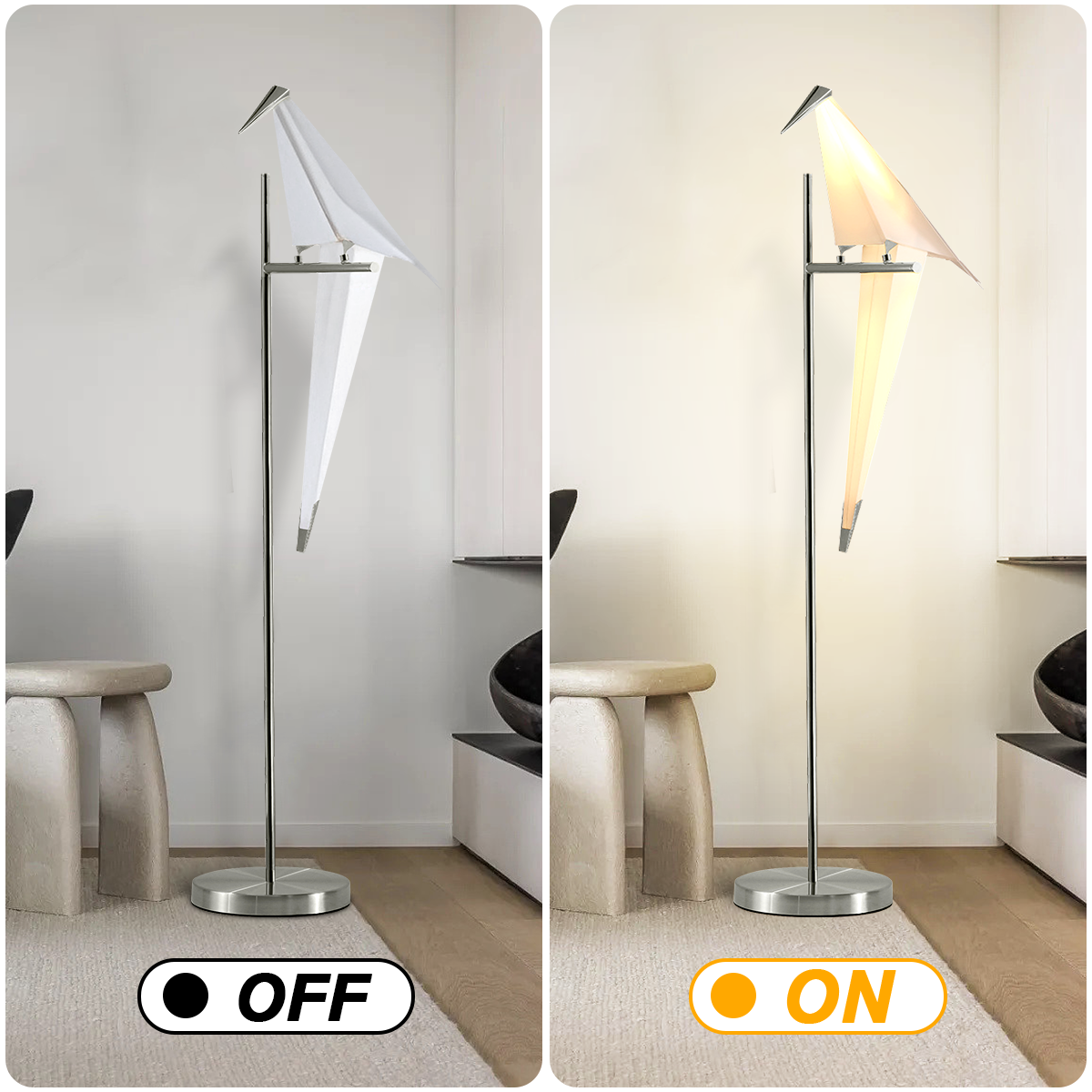 63"Thousand Origami Crane Floor Lamp Silver DS-SL65