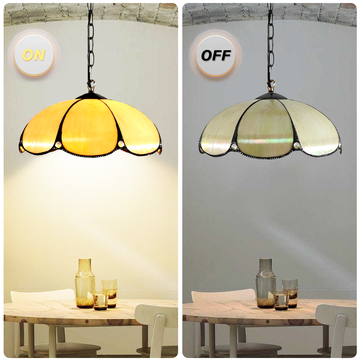 12" Ceiling Lighting Pumpkin Glass, Vintage Lotus Chandelier Adjustable Pendant Light Tiffany Fixture DS-DR29