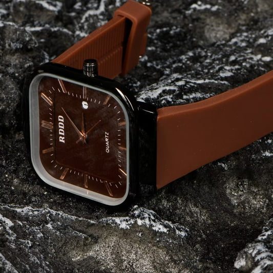 Fashionable neutral silicone strap, square quartz watch, minimalist zong color men's and women's watches