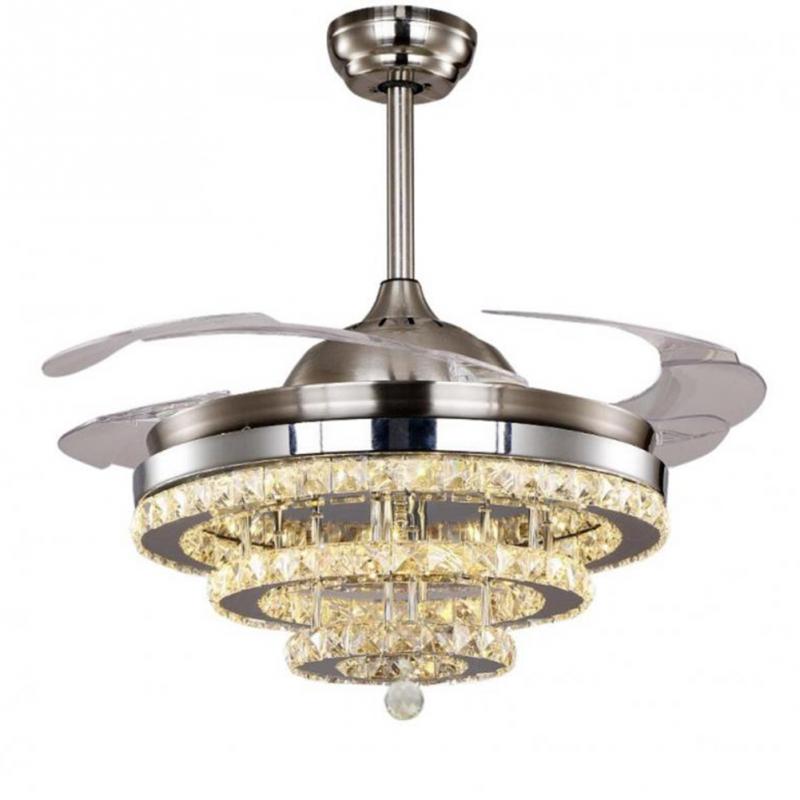 42" Silver Crystal Fan Chandelier DS-FZ103