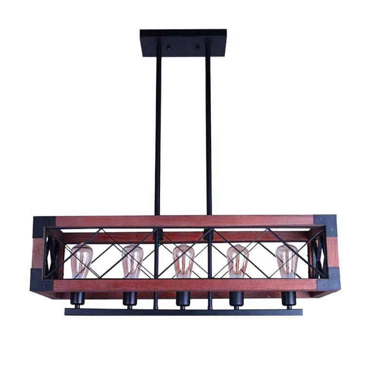 Iron Art Wood Color Chandelier DS-DY27