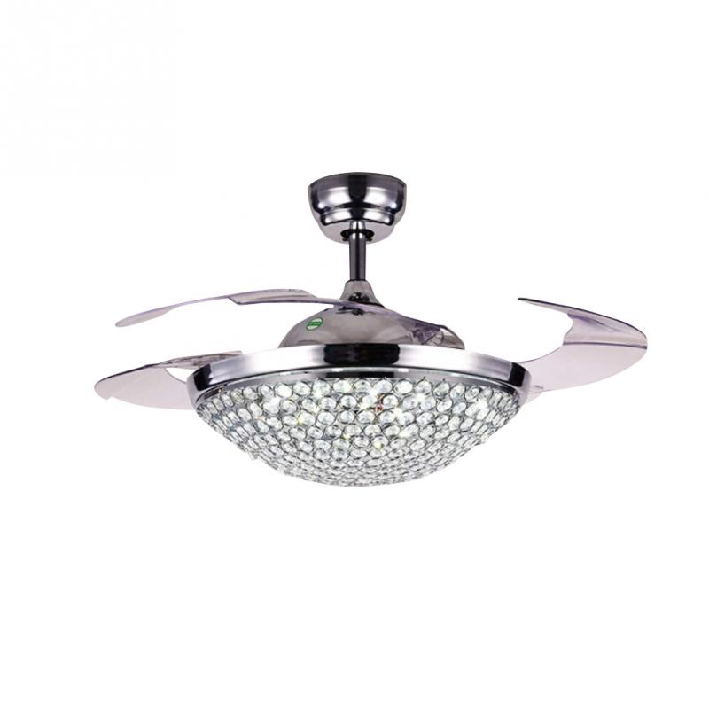 42" Silver Crystal Stealth Ceiling Fan with Light