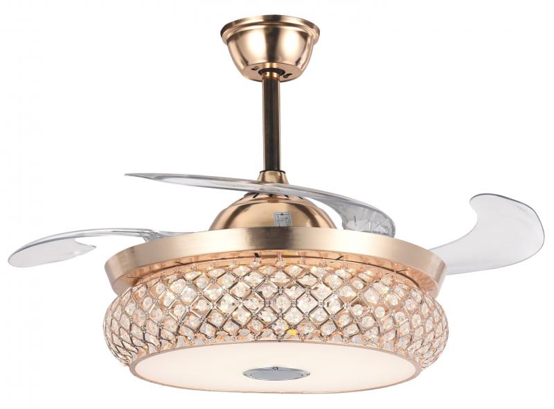 42" Golden Living Room Ceiling Invisible Fan with Light DS-FH43