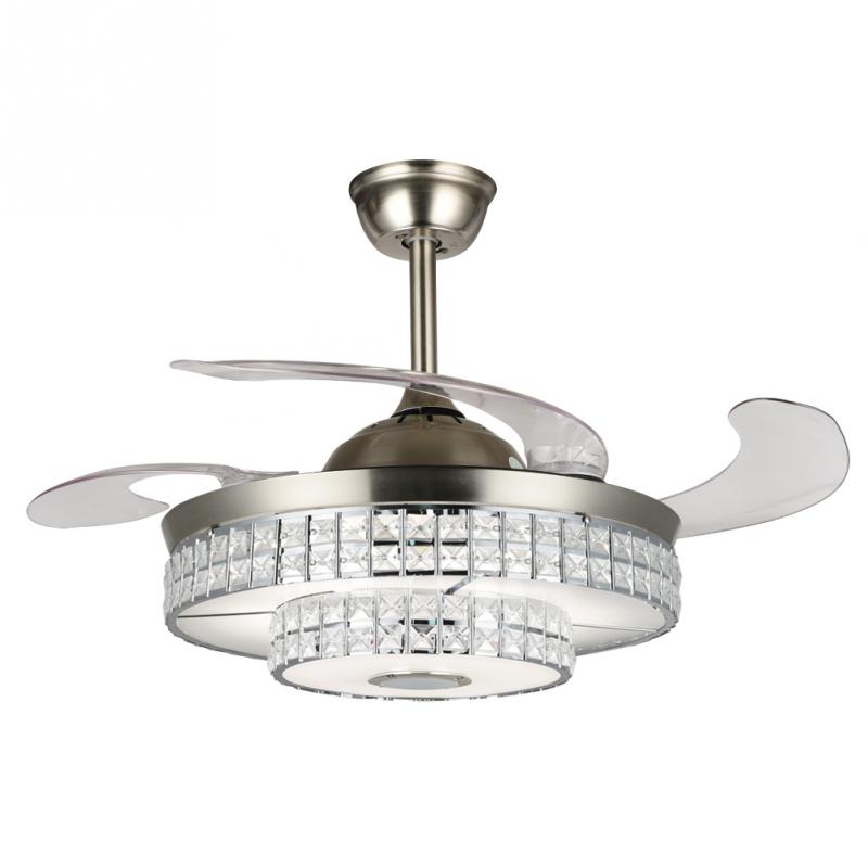 42" Simple Variable Frequency Crystal Bluetooth Ceiling Fan with Light