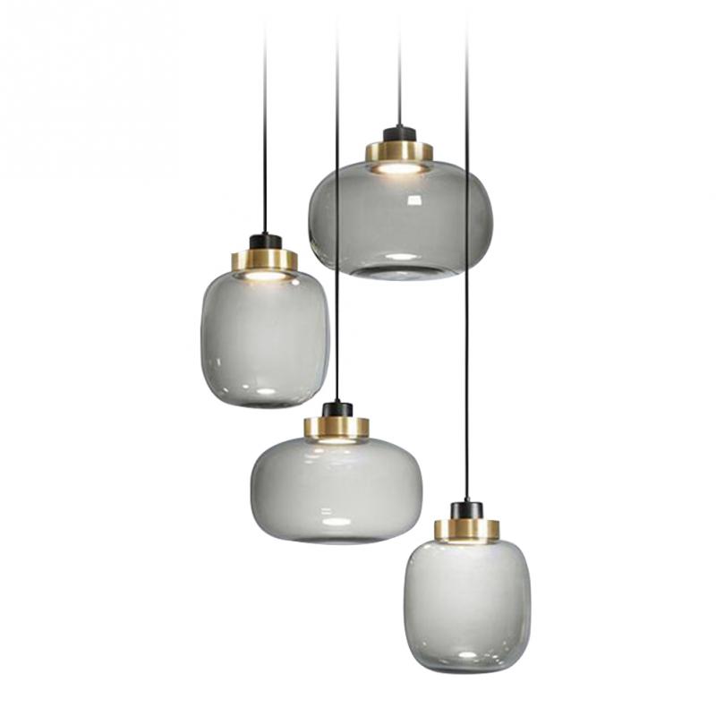 4-Light Smoky Gray Glass Chandelier DS-DY11