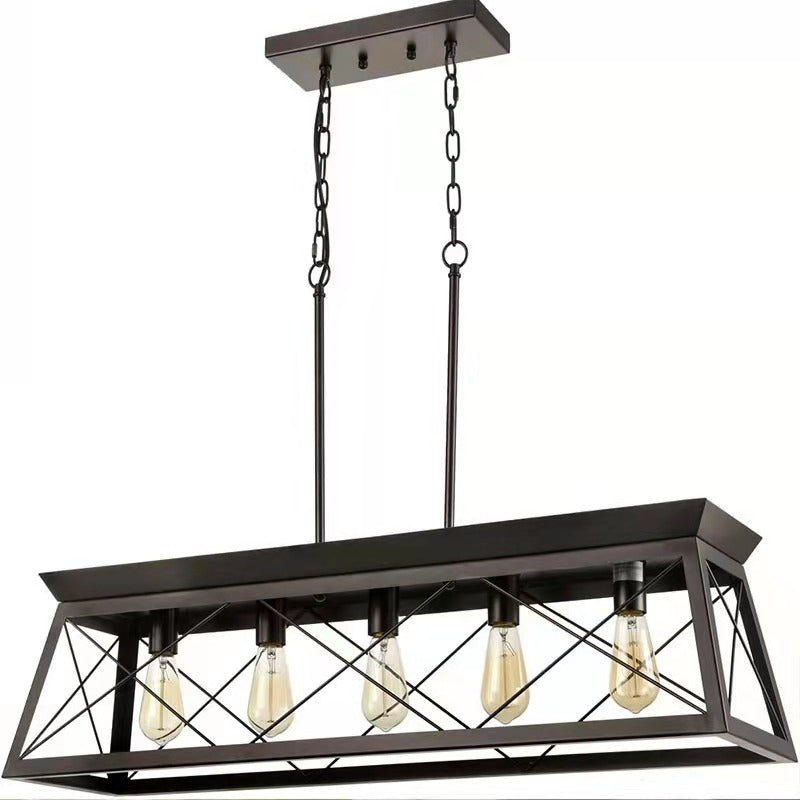 Black Iron Rectangular Chandelier DS-BY08