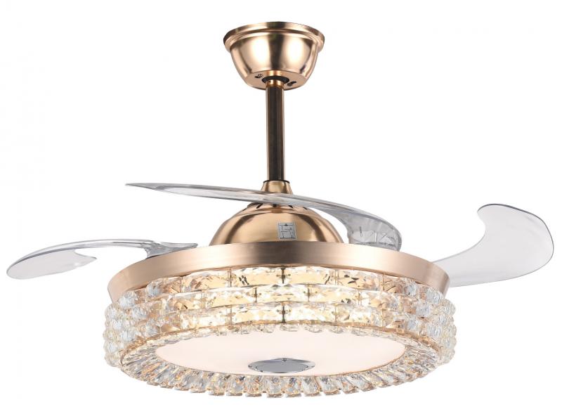 42" Golden Dining Room Ceiling Fan with LED Light DS-FH51