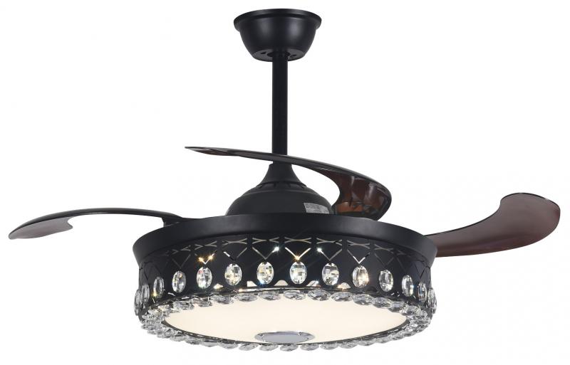 42" Black Living Room Invisible Ceiling Fan with Light DS-FH45