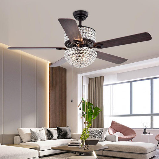 52" 5-Leaf Crystal Fan Chandelier DS-LX30