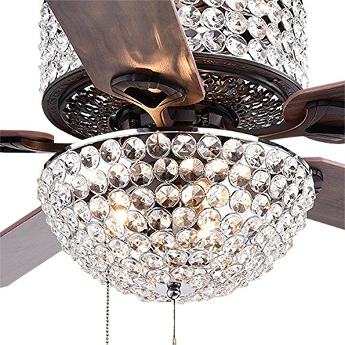 52" 5-Leaf Crystal Fan Chandelier DS-LX30