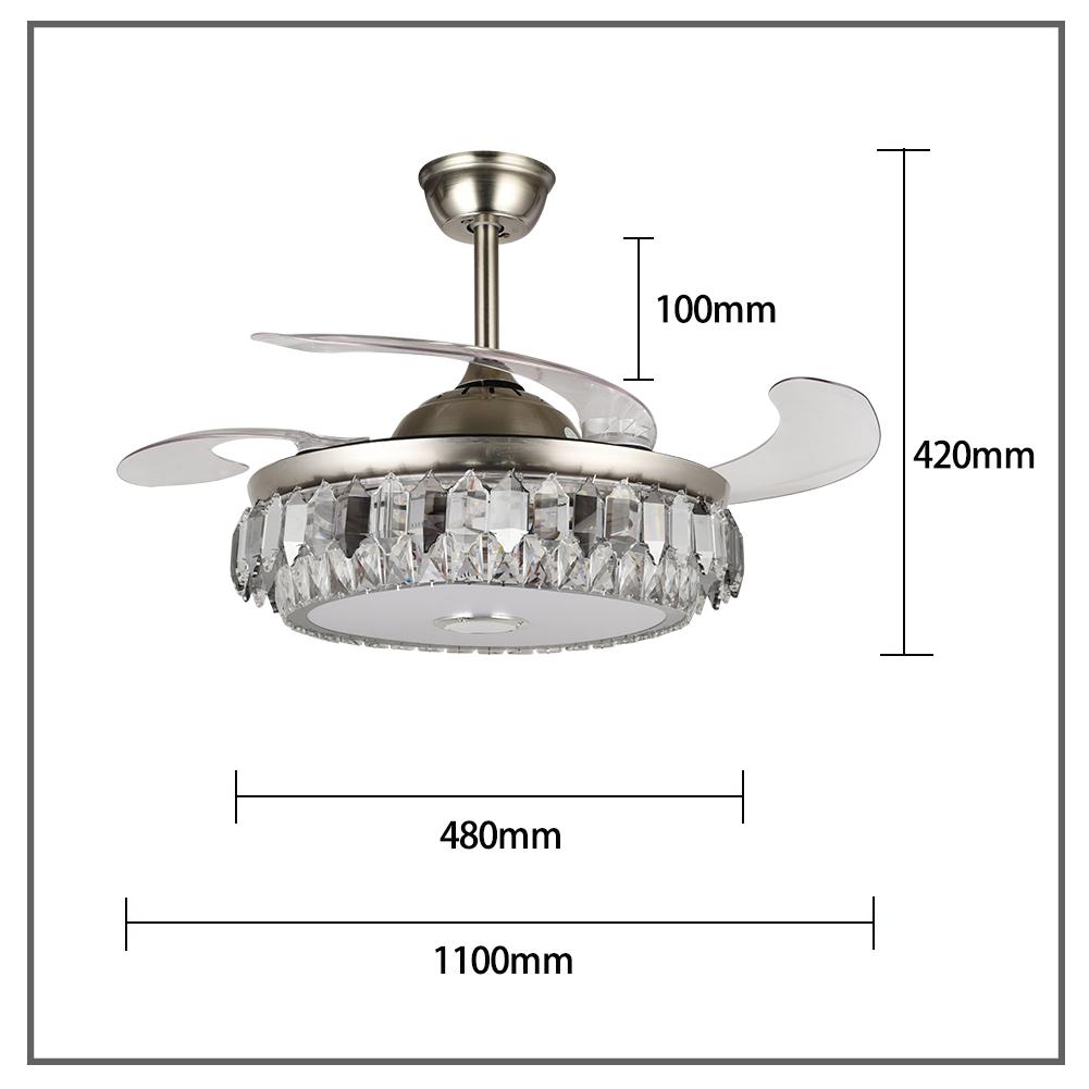 42" Fashion Crystal Bluetooth Ceiling Fan with Light