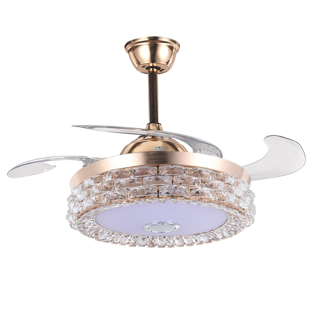 42" Golden Dining Room Ceiling Fan with LED Light DS-FH51