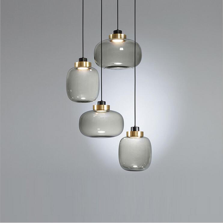 4-Light Smoky Gray Glass Chandelier DS-DY11