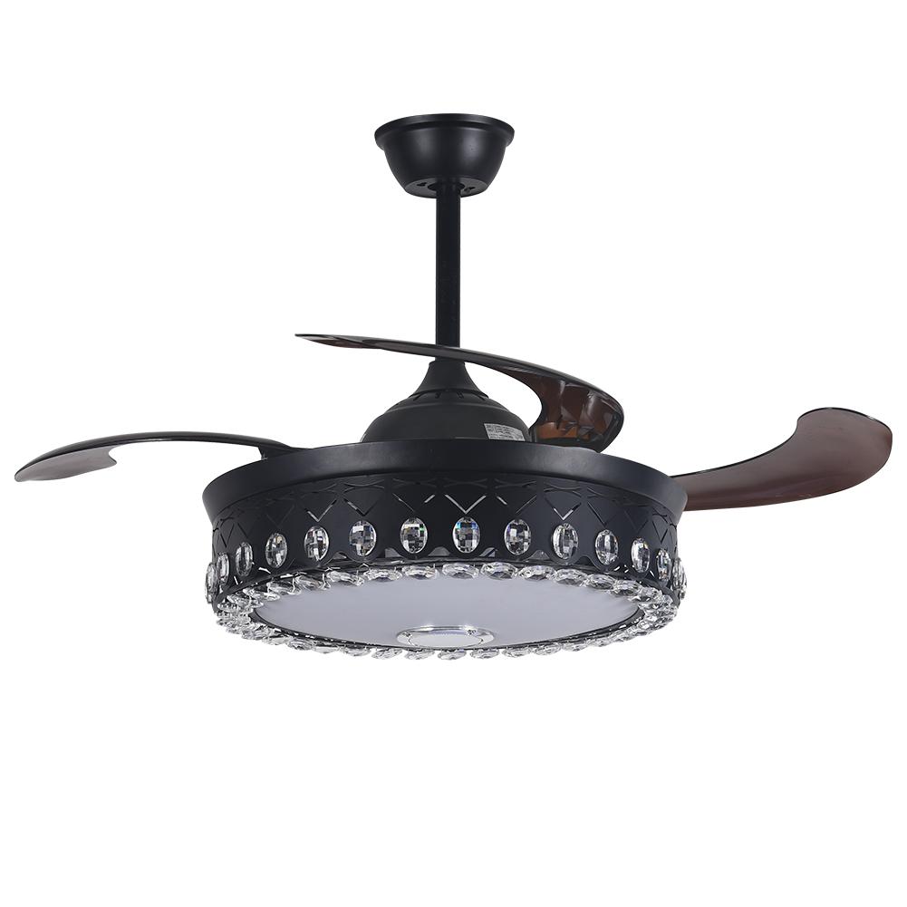 42" Black Living Room Invisible Ceiling Fan with Light DS-FH45