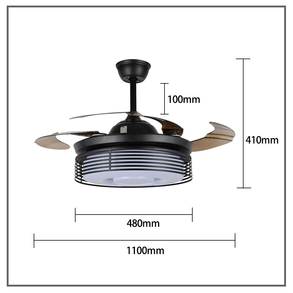 42" Lattice Invisible Ceiling Fan with Light DS-FZ162