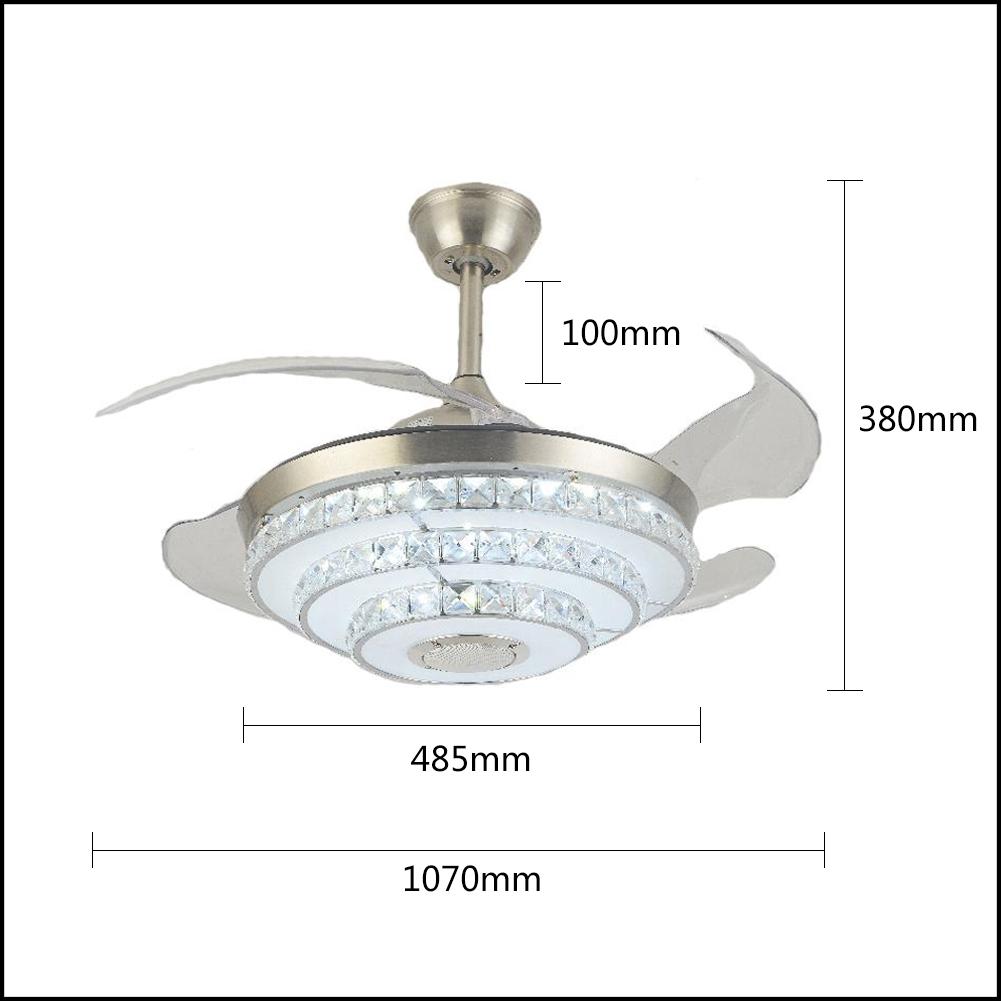 42" Silver Bluetooth Crystal Invisible Ceiling Fan with Light