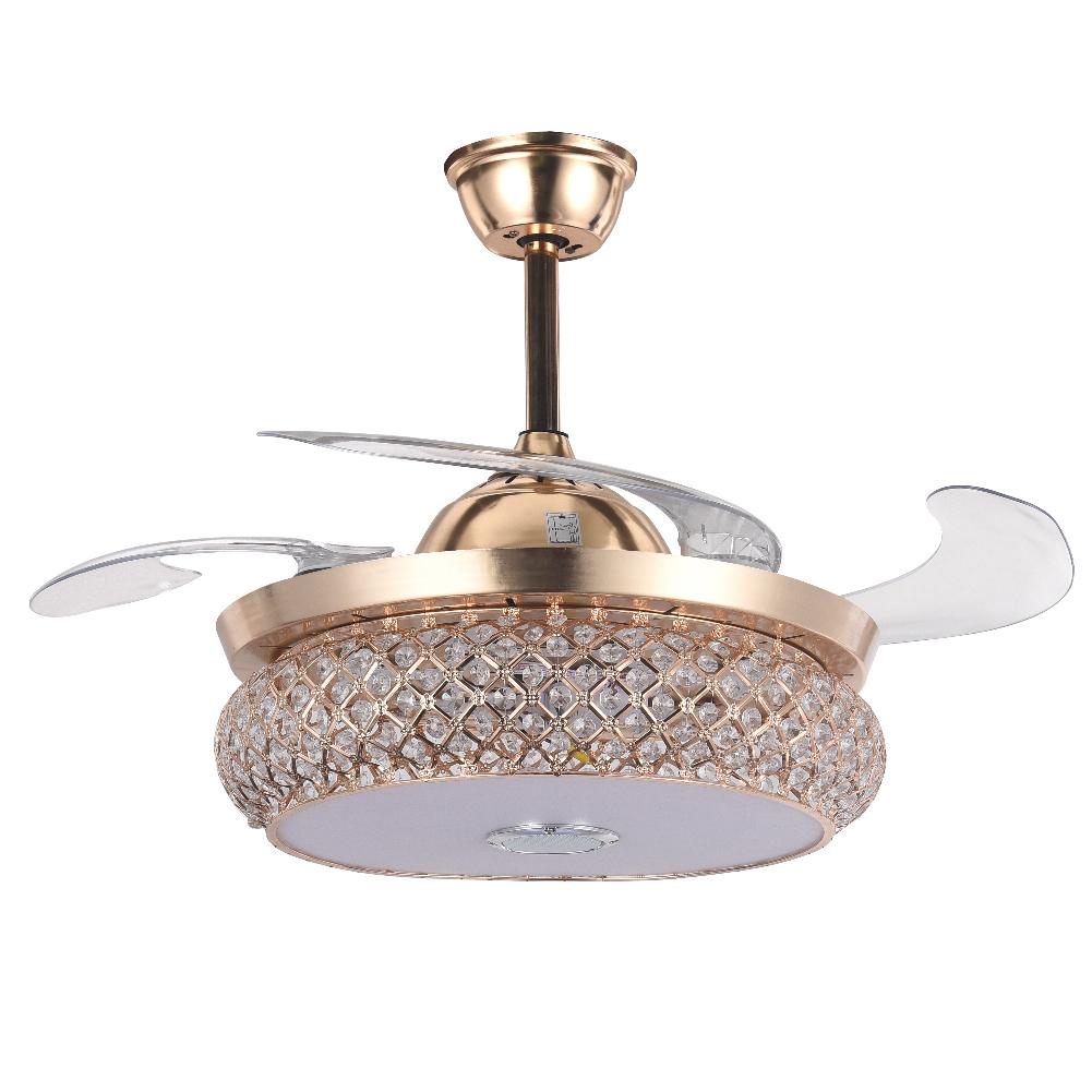 42" Golden Living Room Ceiling Invisible Fan with Light DS-FH43