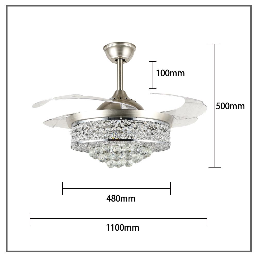 42" Crystal Invisible Ceiling Fan with Light DS-FZ189