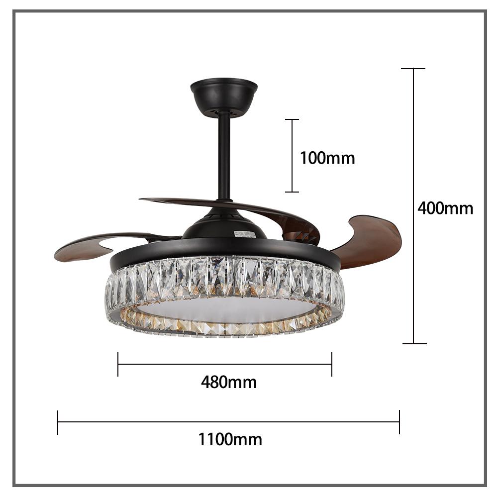 42" Simple Variable Frequency Crystal Ceiling Fan with Light