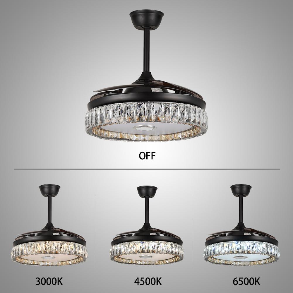 42" Modern Bluetooth Crystal Ceiling Fan with Light DS-FH32