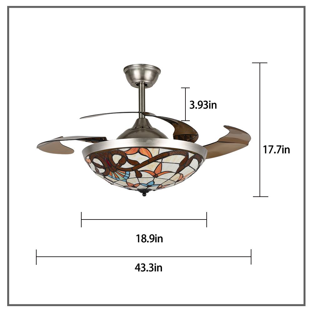 42" Vintage Invisible Ceiling Fan with Light DS-FZ168