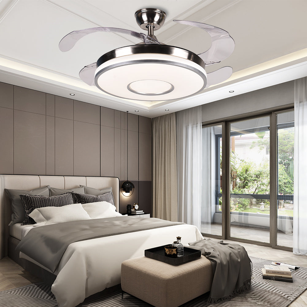 42" Silver Modern Remote Control Invisible Fan with Light DS-FZ08