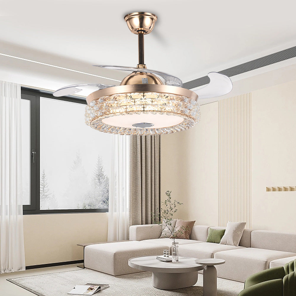 42" Golden Dining Room Ceiling Fan with LED Light DS-FH51